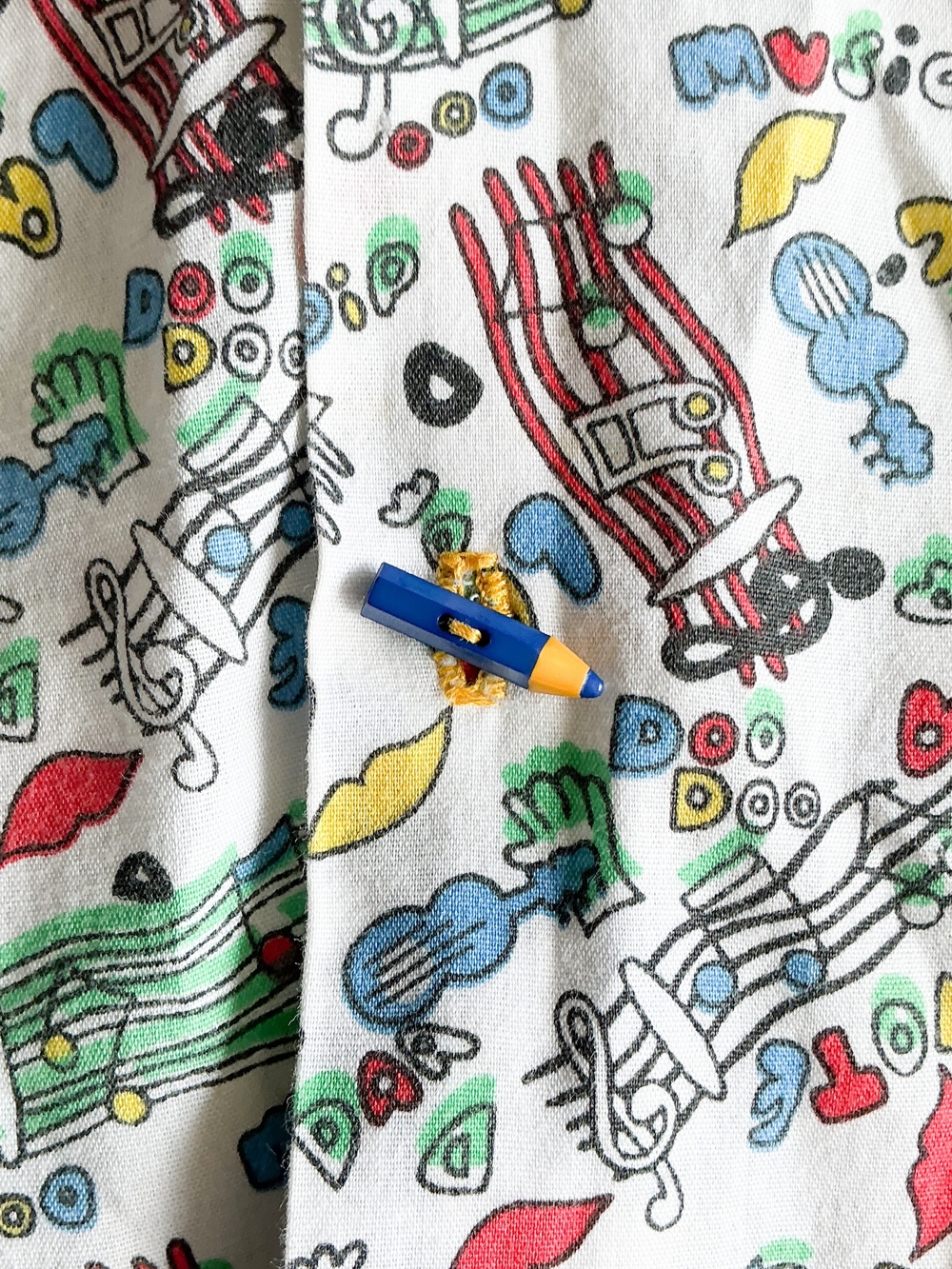 Music Teacher Shirt Novelty Print Short Sleeve Hand Made Colored Pencil Button M - Picture 3 of 9